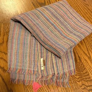SOL Peru baby alpaca light weight wool wrap striped multicolor